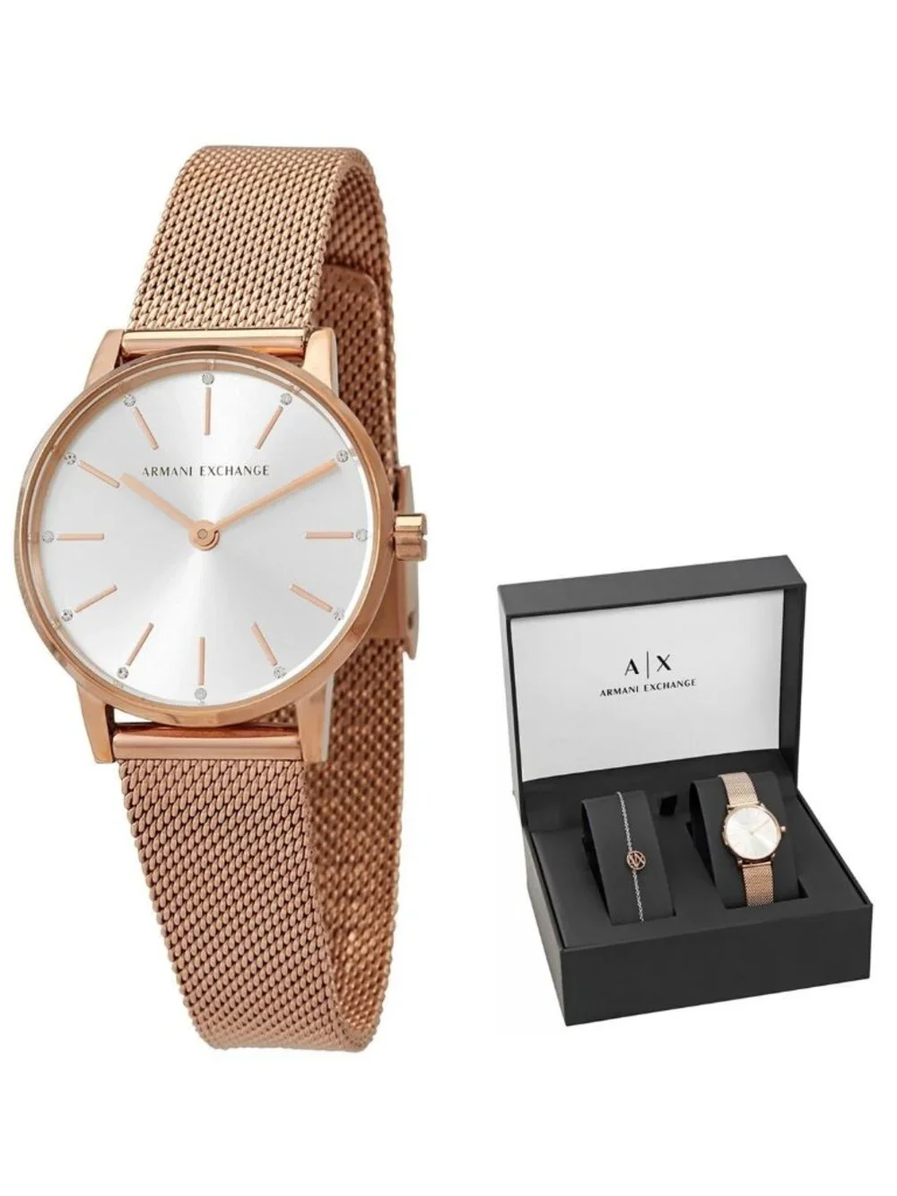 NWT Armani Exchange Lola Quartz Silver Dial Ladies Watch
